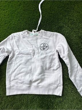 Off-White White Crewneck Sweatshirt with Black OFF Circle Logo